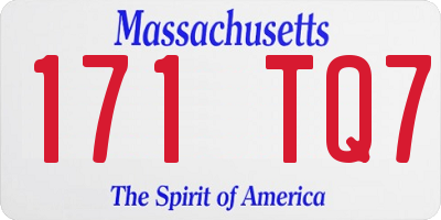 MA license plate 171TQ7