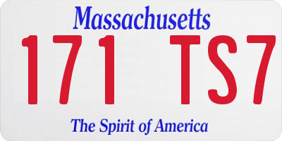 MA license plate 171TS7