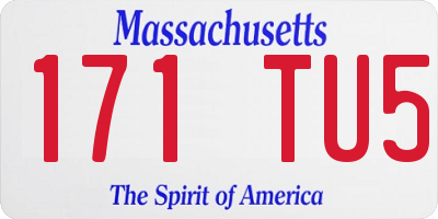 MA license plate 171TU5