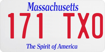 MA license plate 171TX0