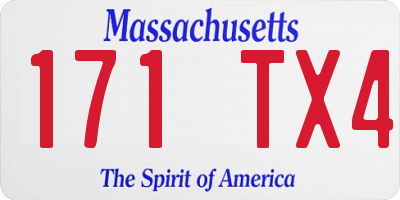MA license plate 171TX4