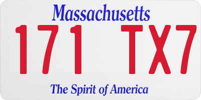 MA license plate 171TX7