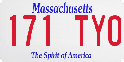 MA license plate 171TY0