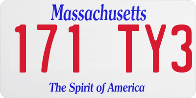 MA license plate 171TY3