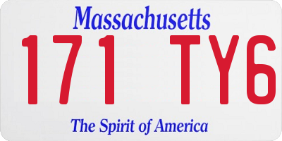 MA license plate 171TY6