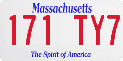 MA license plate 171TY7