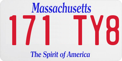 MA license plate 171TY8