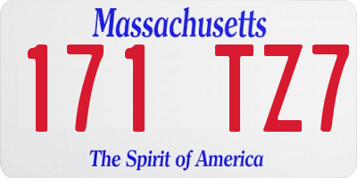 MA license plate 171TZ7