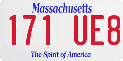 MA license plate 171UE8