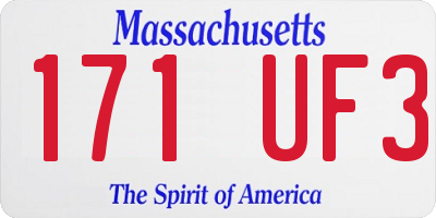 MA license plate 171UF3