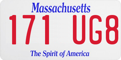 MA license plate 171UG8