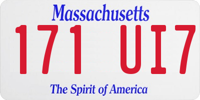 MA license plate 171UI7