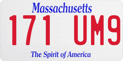 MA license plate 171UM9
