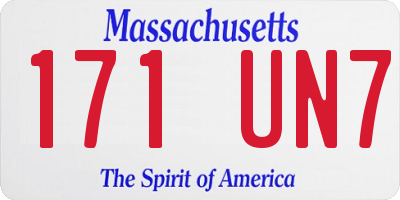 MA license plate 171UN7