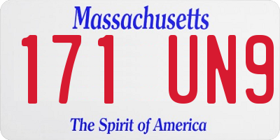 MA license plate 171UN9