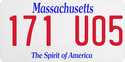 MA license plate 171UO5