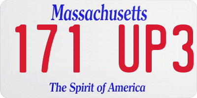 MA license plate 171UP3