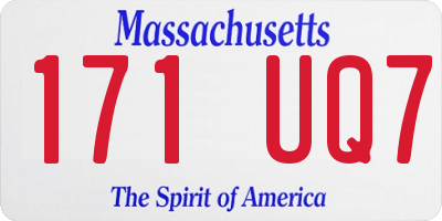 MA license plate 171UQ7