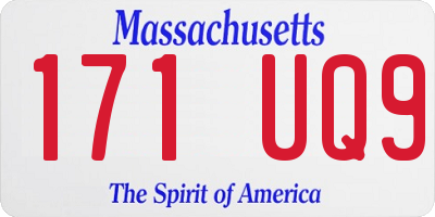 MA license plate 171UQ9
