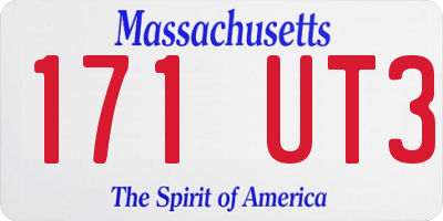 MA license plate 171UT3