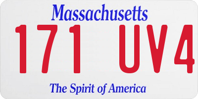 MA license plate 171UV4