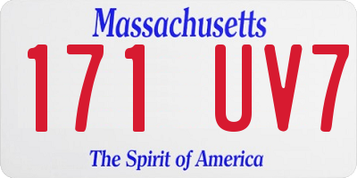 MA license plate 171UV7