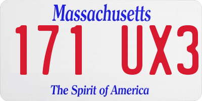 MA license plate 171UX3