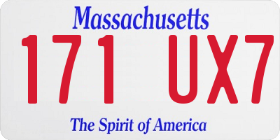 MA license plate 171UX7