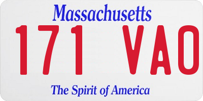 MA license plate 171VA0