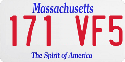 MA license plate 171VF5