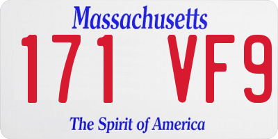 MA license plate 171VF9
