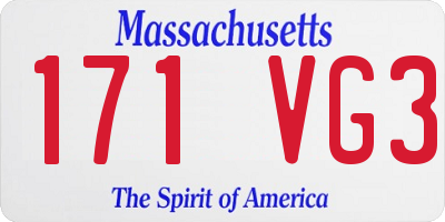 MA license plate 171VG3