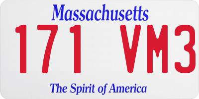 MA license plate 171VM3
