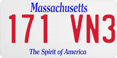 MA license plate 171VN3