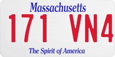 MA license plate 171VN4