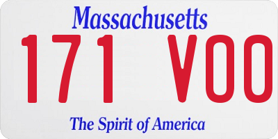 MA license plate 171VO0