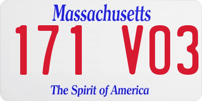 MA license plate 171VO3
