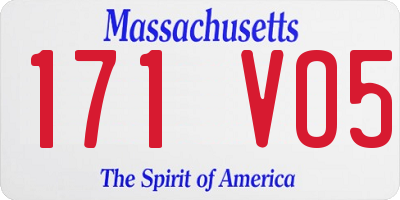 MA license plate 171VO5