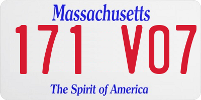 MA license plate 171VO7