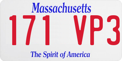 MA license plate 171VP3