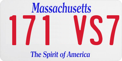 MA license plate 171VS7