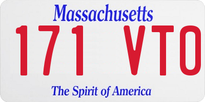 MA license plate 171VT0