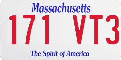 MA license plate 171VT3