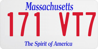 MA license plate 171VT7