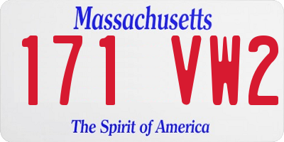 MA license plate 171VW2