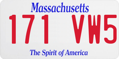 MA license plate 171VW5