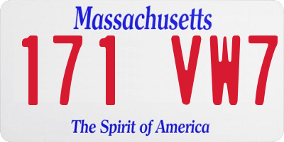 MA license plate 171VW7