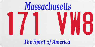 MA license plate 171VW8