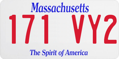 MA license plate 171VY2