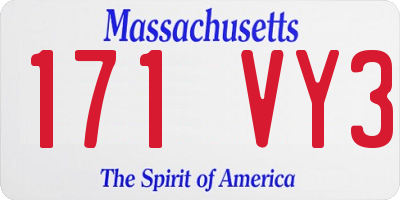 MA license plate 171VY3